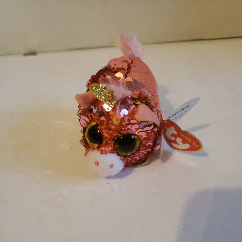 TY Beanie Boos - Teeny Tys Stackable Sequin Plush - SUNSET the Unicorn 4"